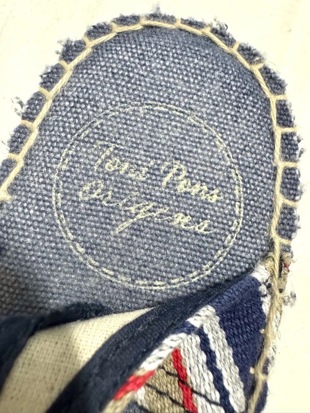 Toni Pons Tarbes Espadrille Wedge Sandals in Navy Red Stripes Size 10
